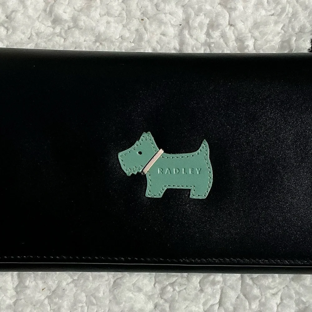 RADLEY LONDON Black Matinee Flapover Wallet 7 1/2” X 4” - Picture 1 of 11